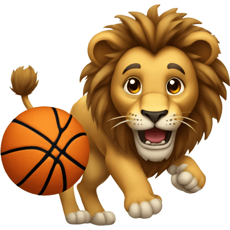 Lion playing basketball  emoji