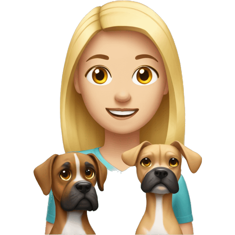 Blonde girl with boxer dog emoji