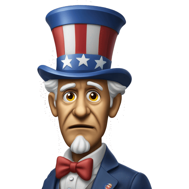 Uncle Sam with pitiful eyes up to his waist photorealistic serious emoji