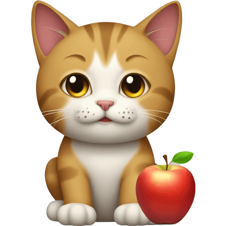 cat with apple emoji