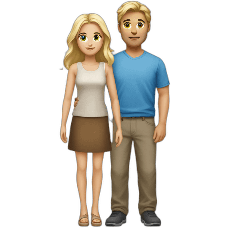 Un couple avec le garçon blond au yeux bleus et la fille blonde au yeux marrons  emoji