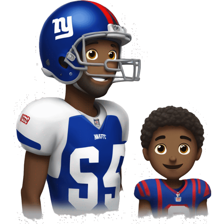 dad and son with New York giants helmet emoji