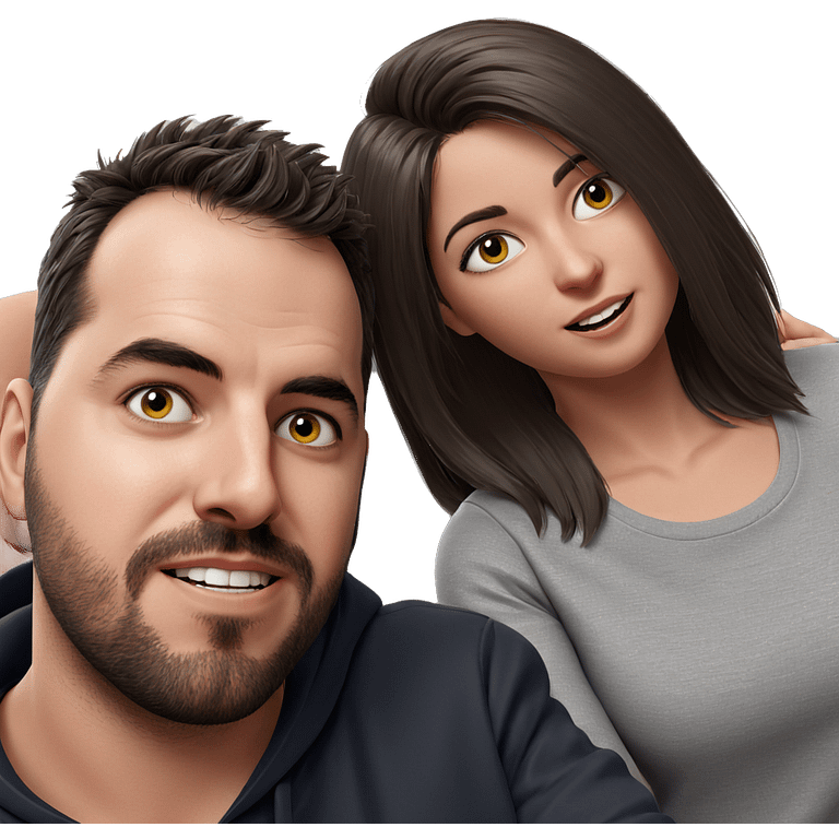 girl and boy portrait interaction emoji