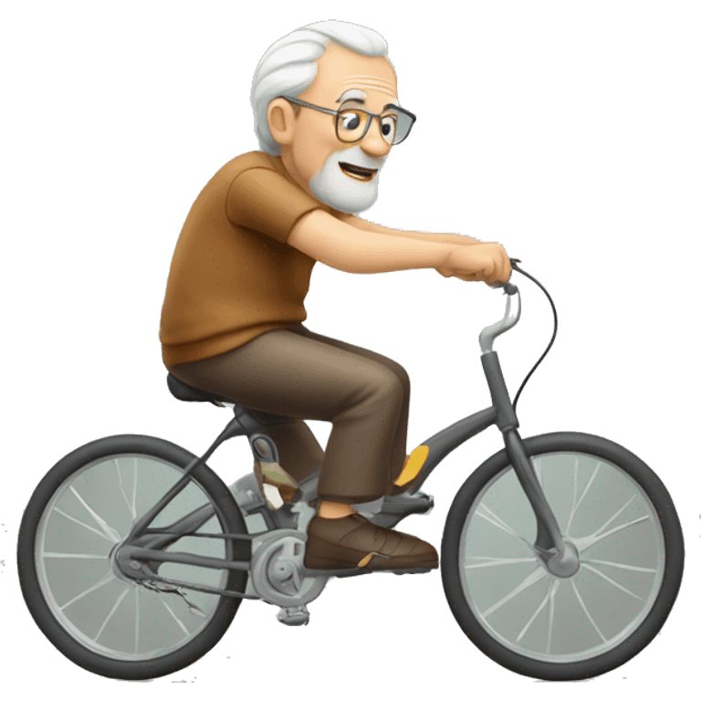 Old man biking and sweetig emoji