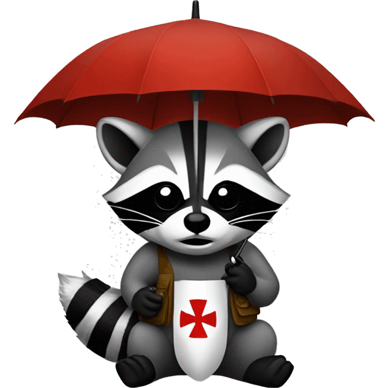 Raccoon with umbrella corporation logo emoji