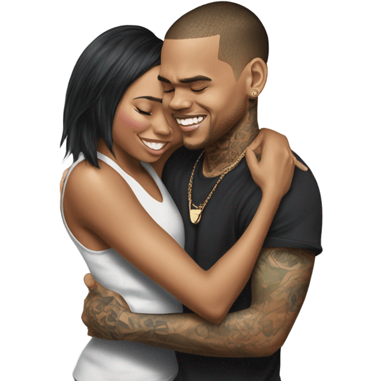 Hyper Realistic Chris Brown hugging Karruche Tran emoji