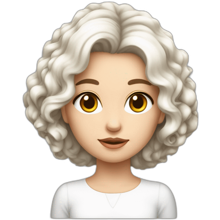 Fille blanche avec cicatrice de brulure à la joue avec des cheveux court marrons emoji