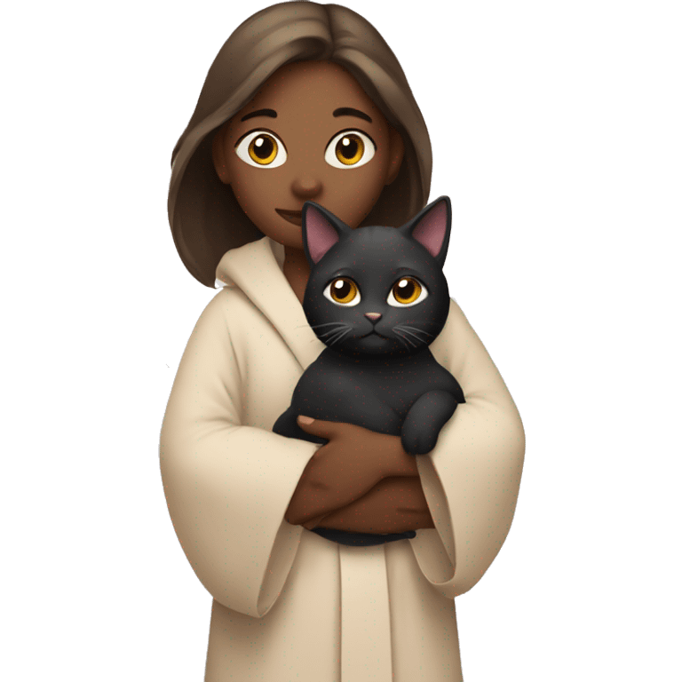 girl in robe holding a cat emoji