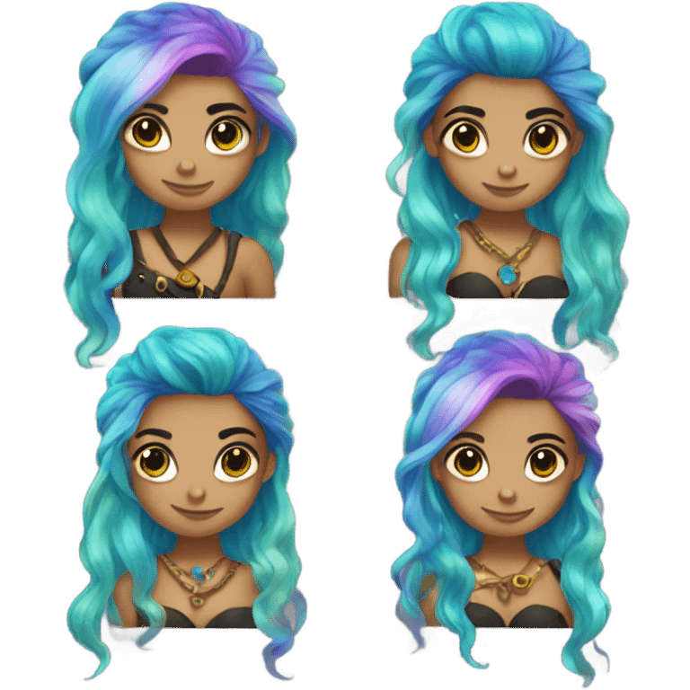 rainbow hair mermaid black eyed pirate emoji