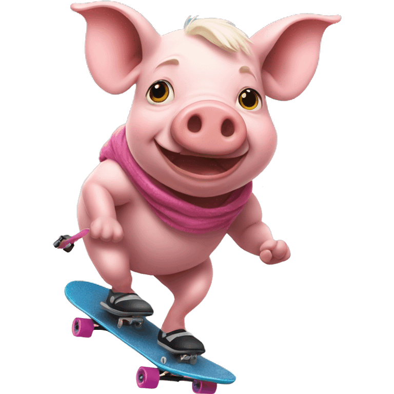 a pig riding a skateboard  emoji