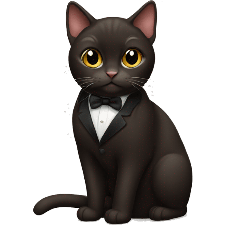 Dark brown Tuxedo cat emoji