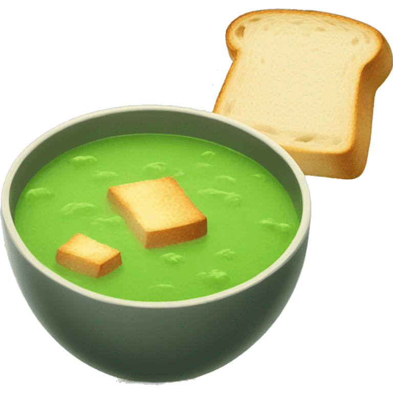 green soup with toast emoji