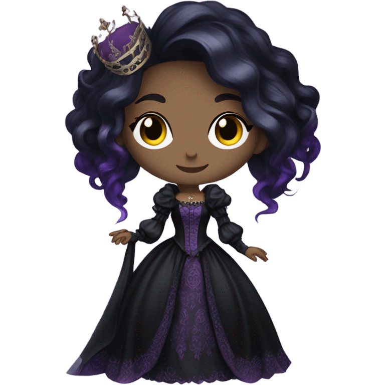 Queen gothic girl long dark black and purple hair emoji