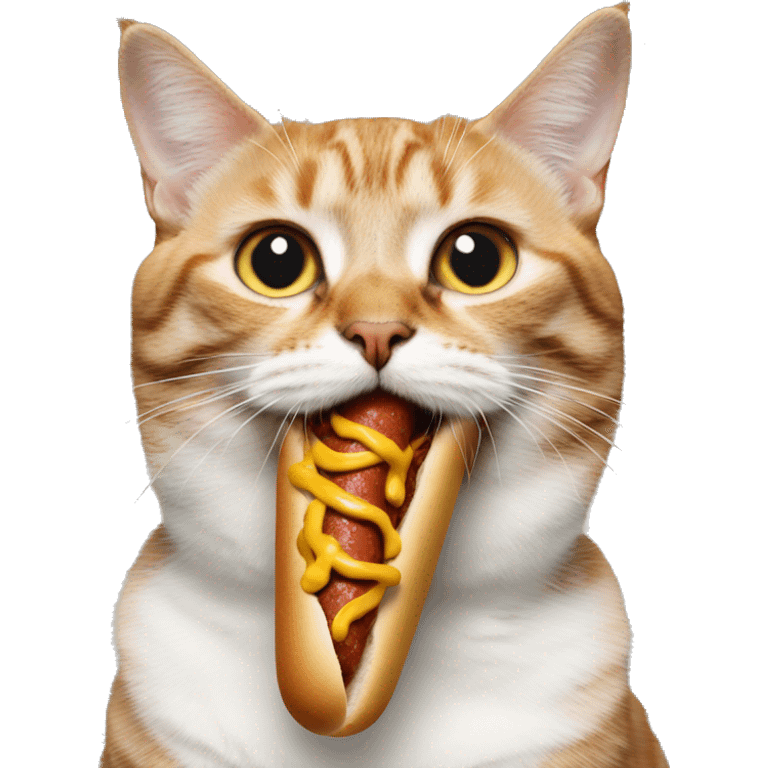 Cat eating a hotdog  emoji