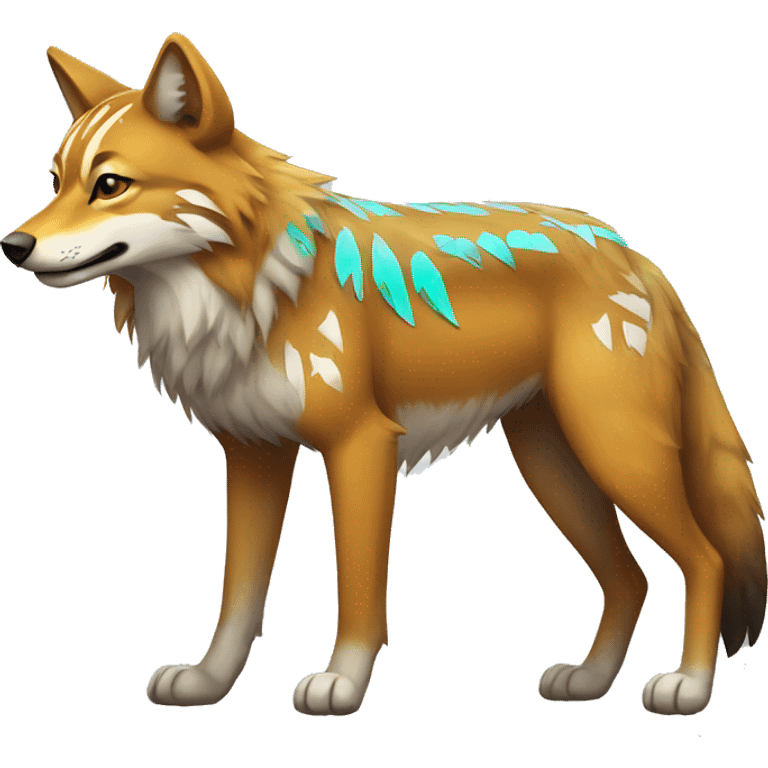 Colorful Coywolf With Shiny Tribal Markings Full Body emoji