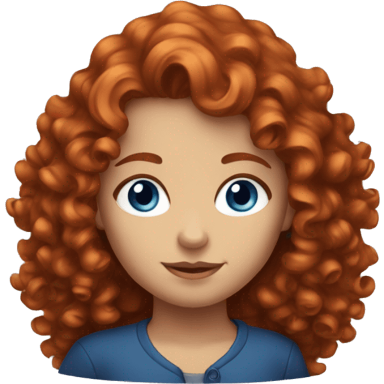 curly hair redhead girl with dark blue eyes emoji