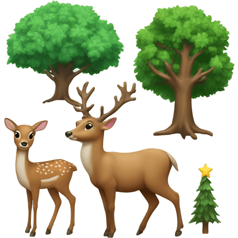 tree, deer, noel emoji