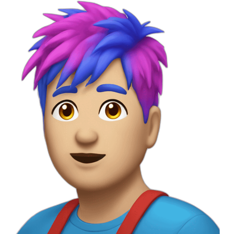 Older fat lesbian Chilean very short spiky bright blue hair emoji