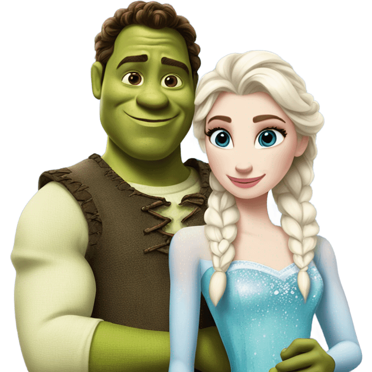 Elsa and shrek in love emoji