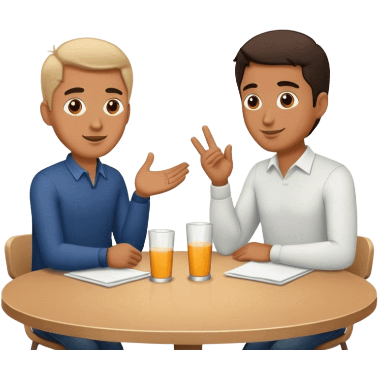 Two guys talking at a table realistics emoji