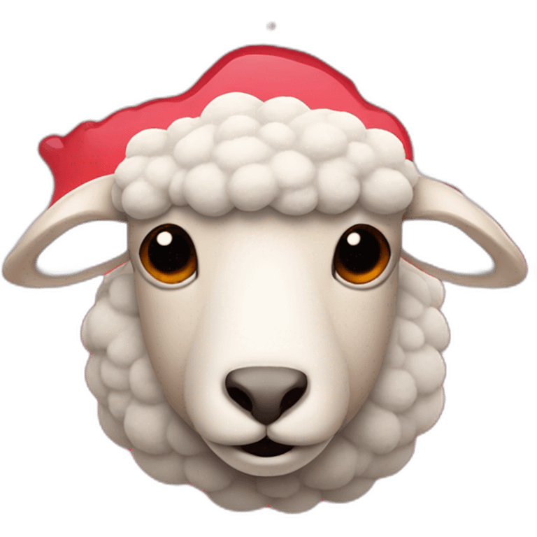 A sheep head with cross eyes in a red puddle emoji