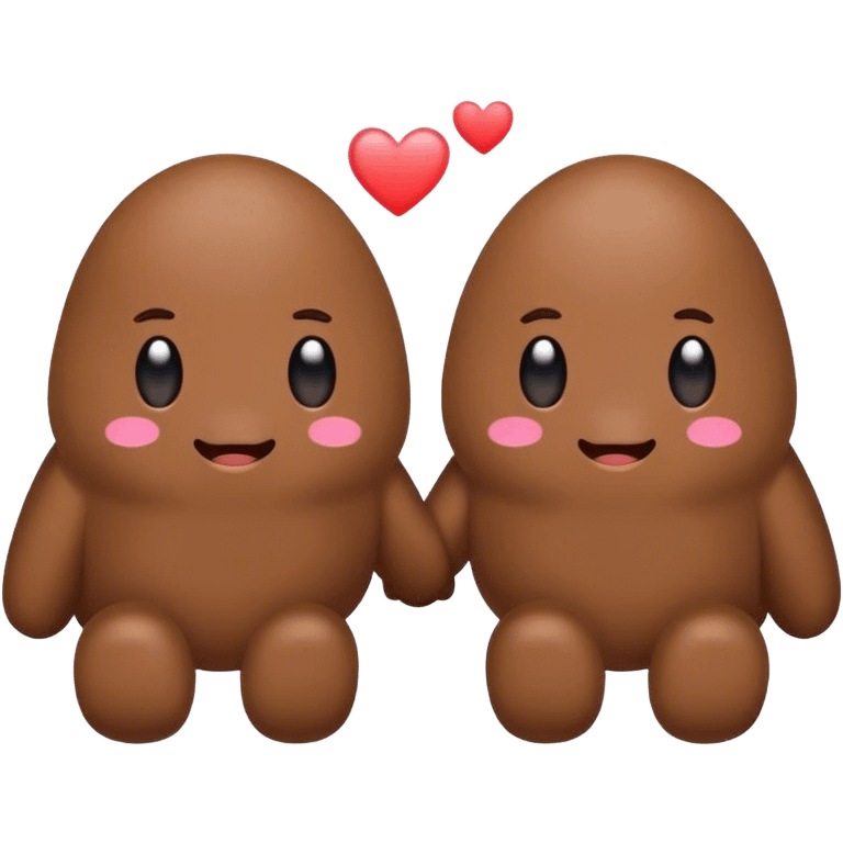 two poops holding hands emoji