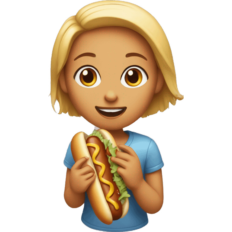 Girl eating Hot dog emoji