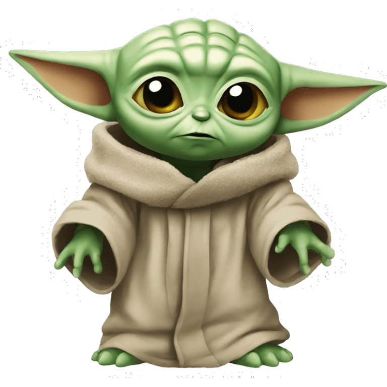 angry baby yoda with hand  emoji