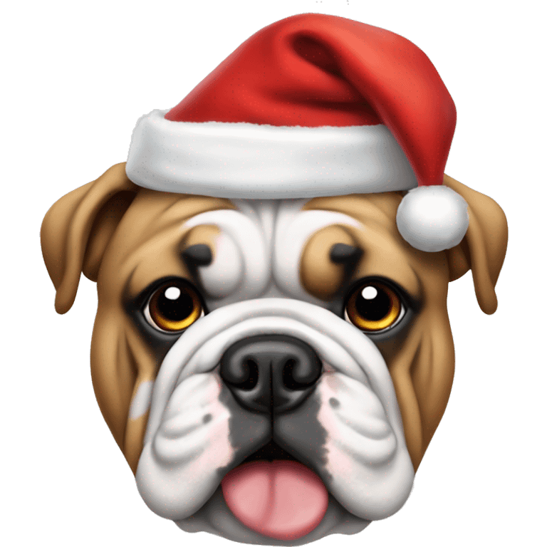 English bulldog with santa hat emoji