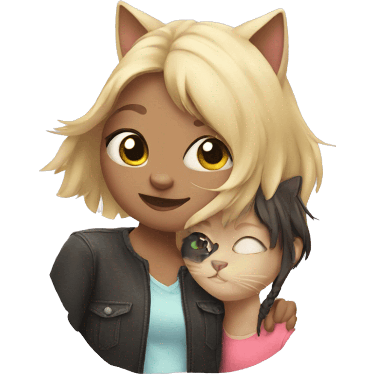 Cat with girl emoji