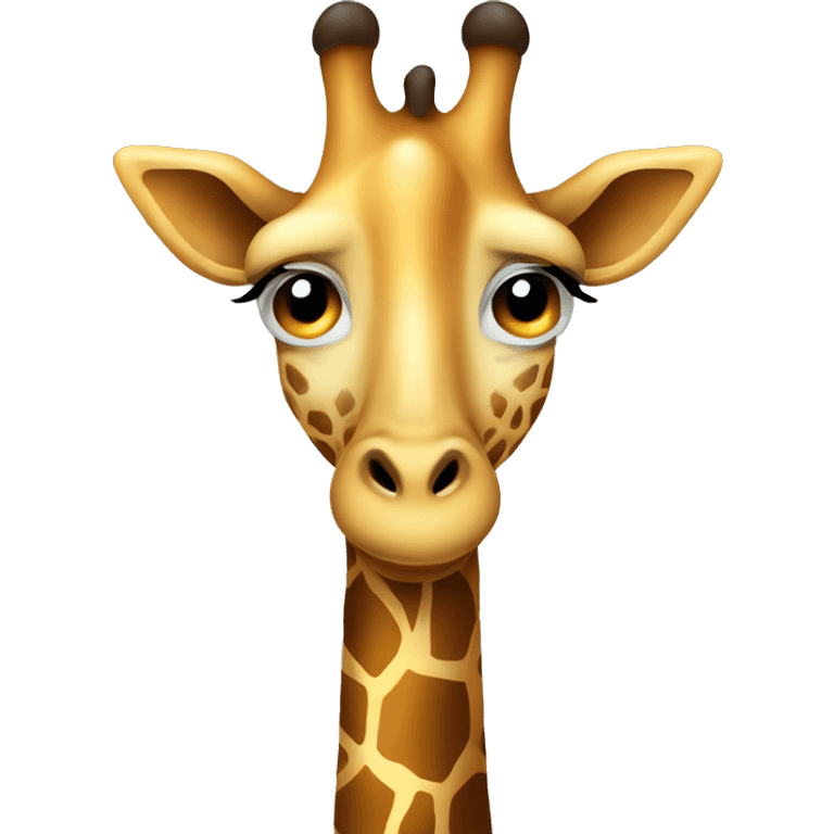 Sad giraffe with a frown and teardrop. emoji