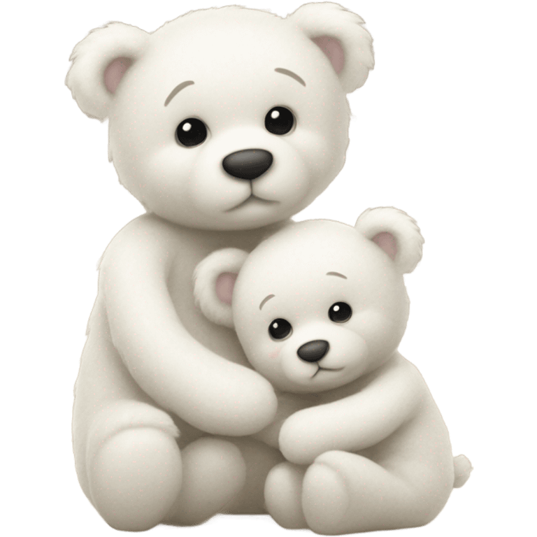 White teddy bears hugging emoji