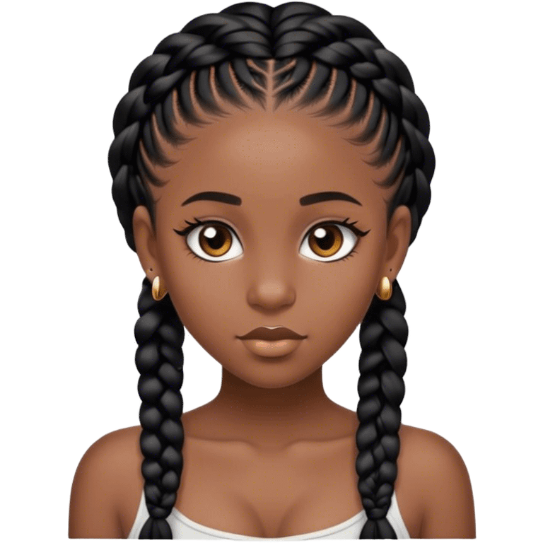 black girl with black goddess braids and nose stud with big eyes emoji