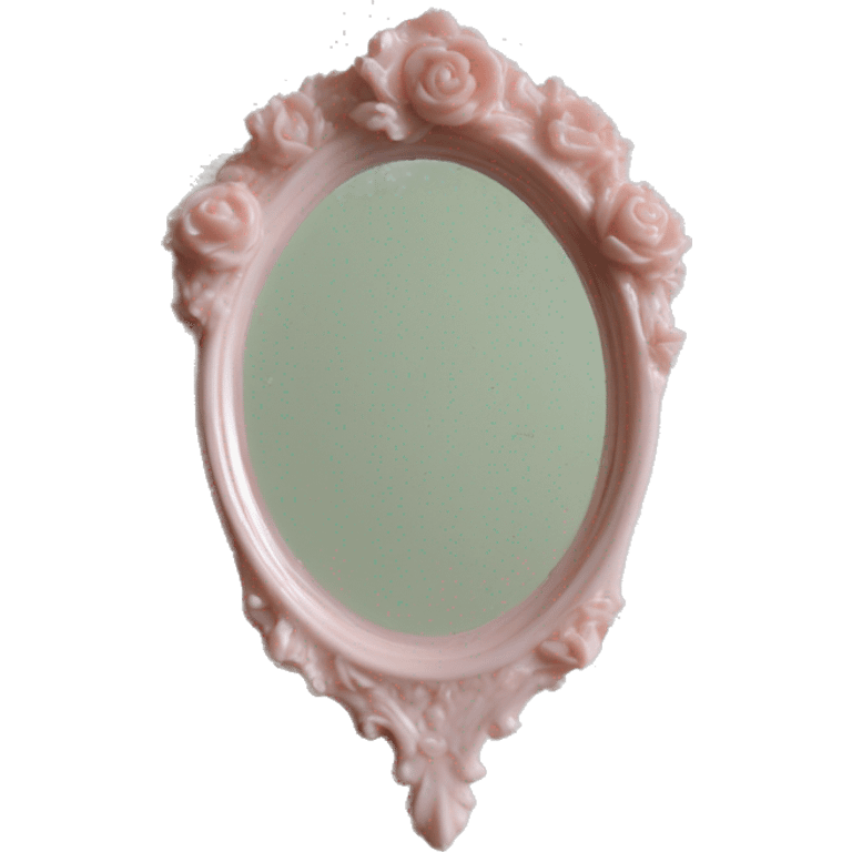 vintage rococo light pink dainty floral hand mirror emoji