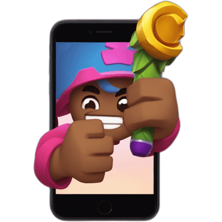 Spike de brawl stars avec un téléphone dans les mains emoji