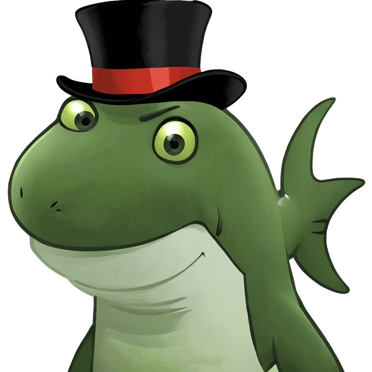 Shark with a top hat emoji