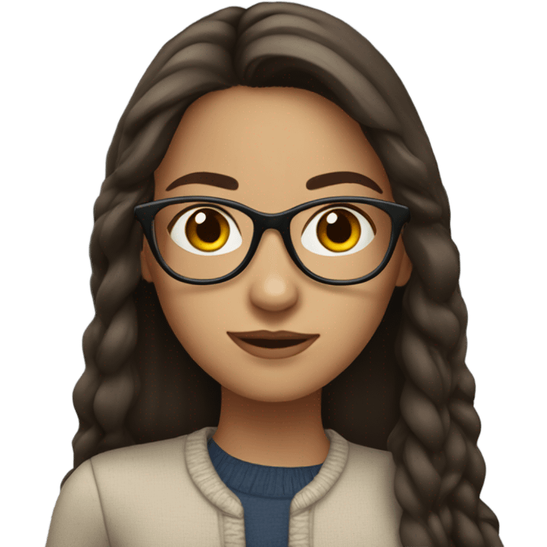 Girl brunette with long hair and glasses  emoji