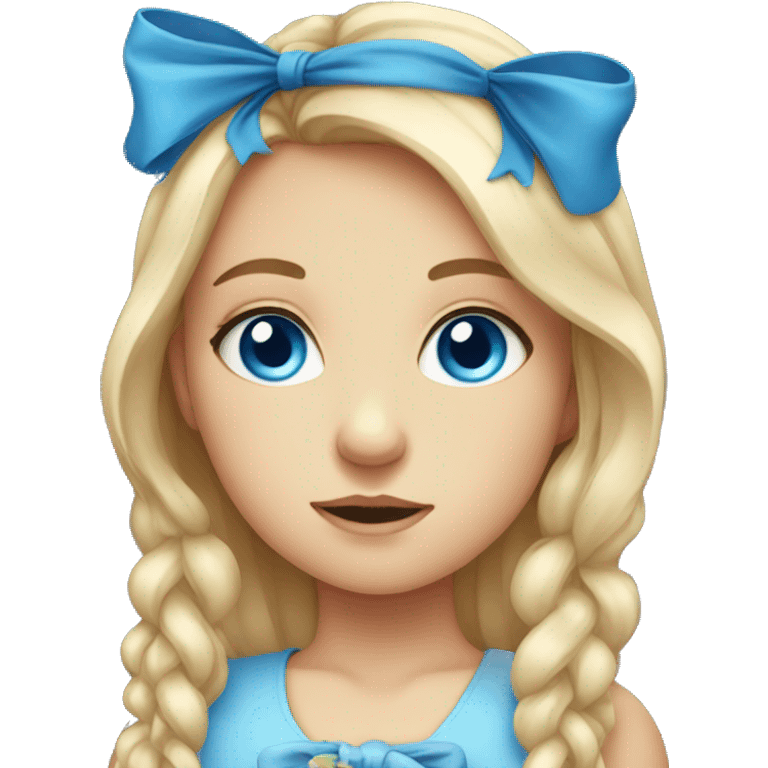 blue-eyed girl with bow emoji