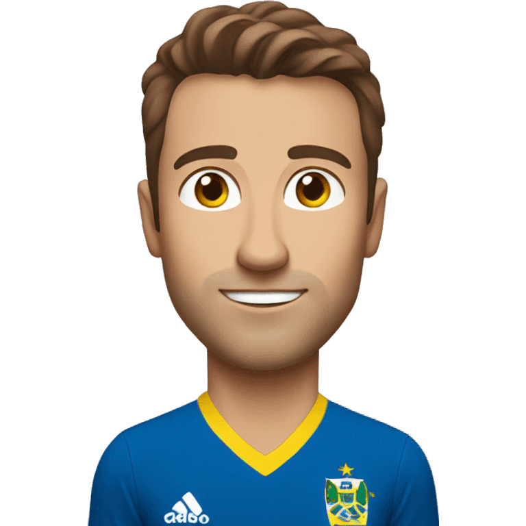 A white man with brown hair wearing a Brazilian national team shirt looking forward for profile photo emoji