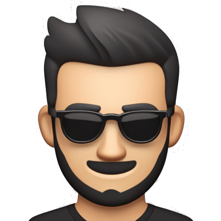 A tanned handsome white man with black short hair, dark glasses and a small beard, a small mohawk hairstyle emoji