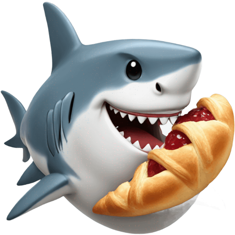 a shark with a crasont  emoji