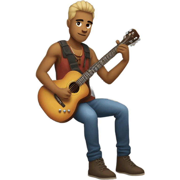 Guitarist on rocks of presents  emoji