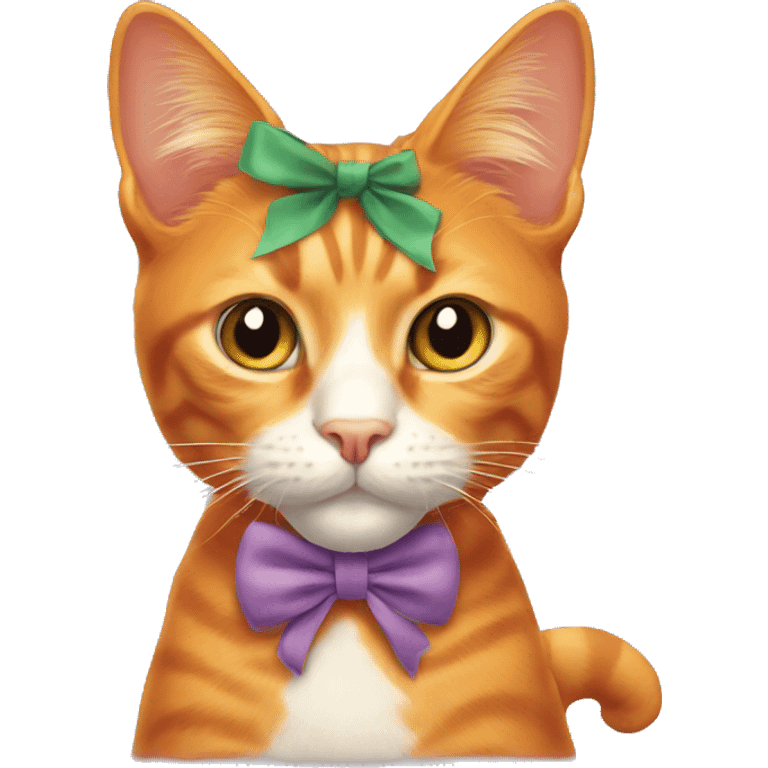 orange cat with a bow on her head emoji