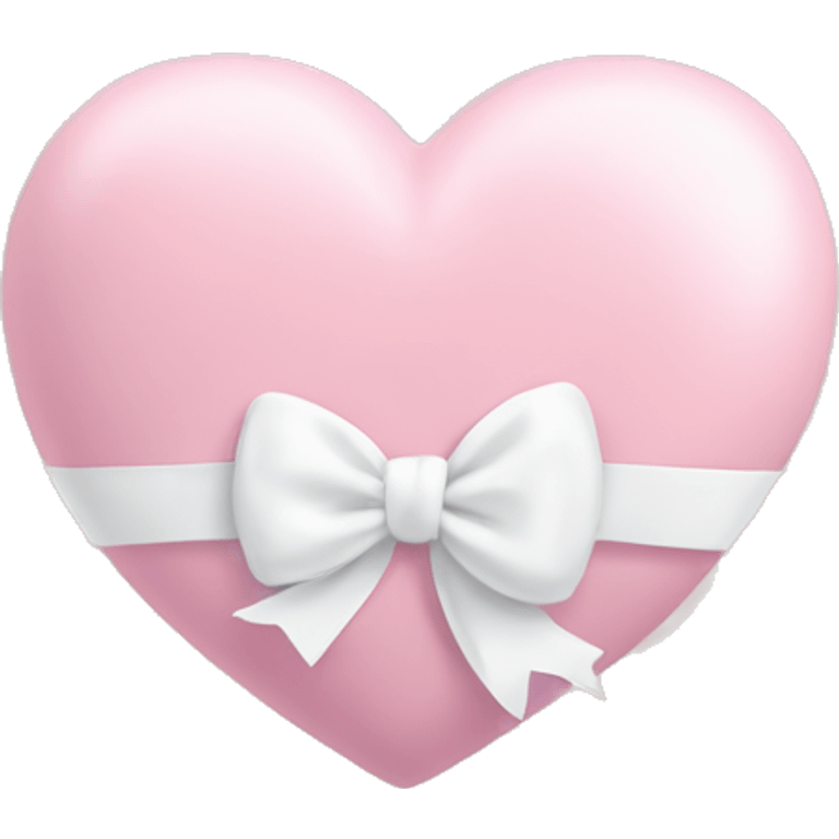 Pastel pink heart with white bow emoji