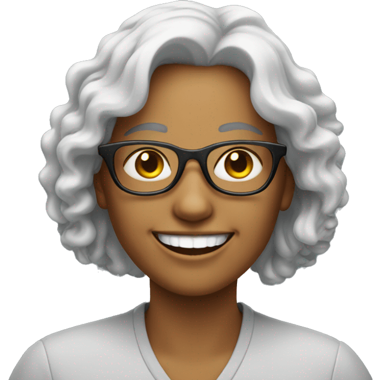 grinning woman with glasses emoji