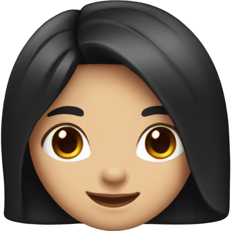 Cute girl with long black hair smiling middle part emoji