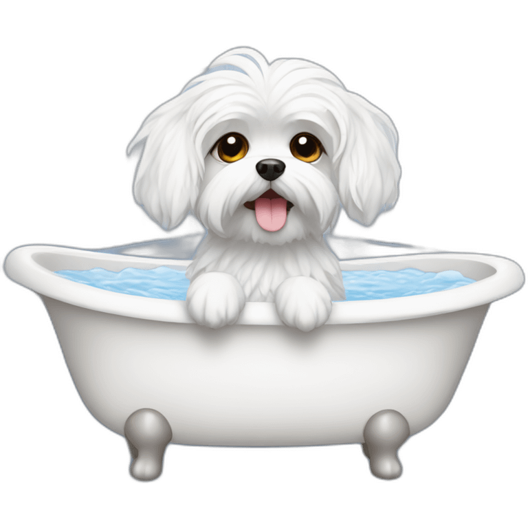 Maltese dog in a bath emoji