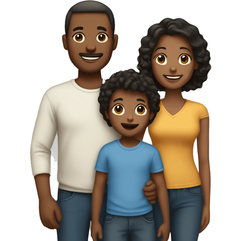 Interracial family 2 parents, 2 sons and 1 daughter emoji