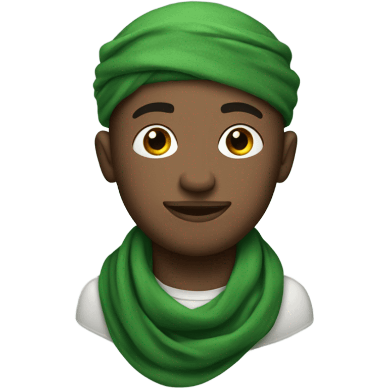 White Man with green scarf around head with tattoos  emoji