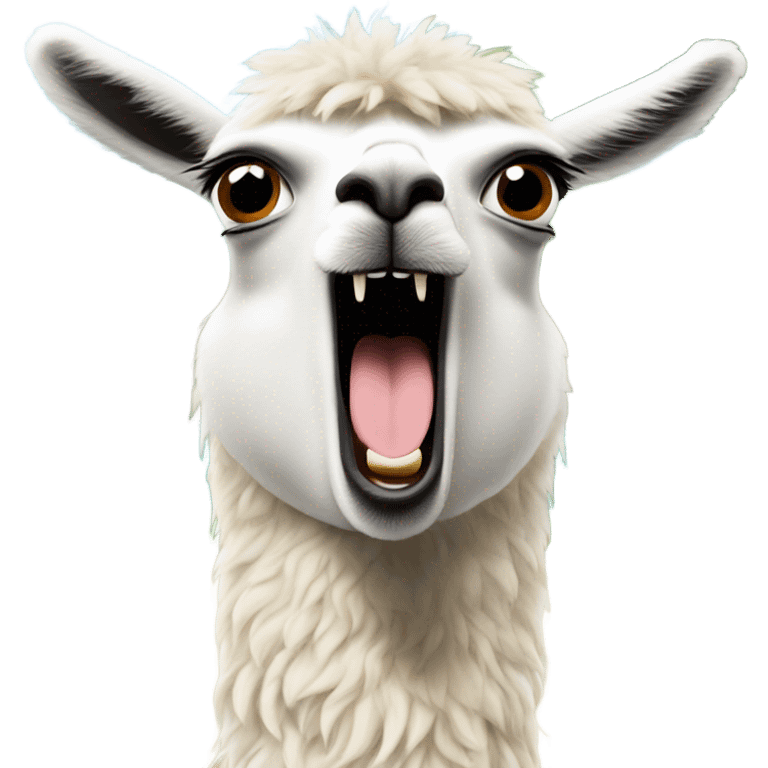 Llama in a zoo screaming as loud as he can emoji